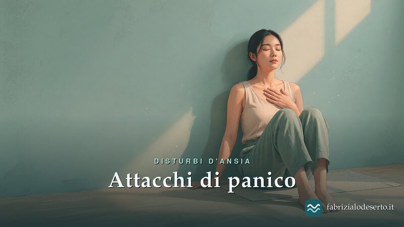 Donna seduta sul pavimento con le mani sul petto durante uno degli attacchi di panico