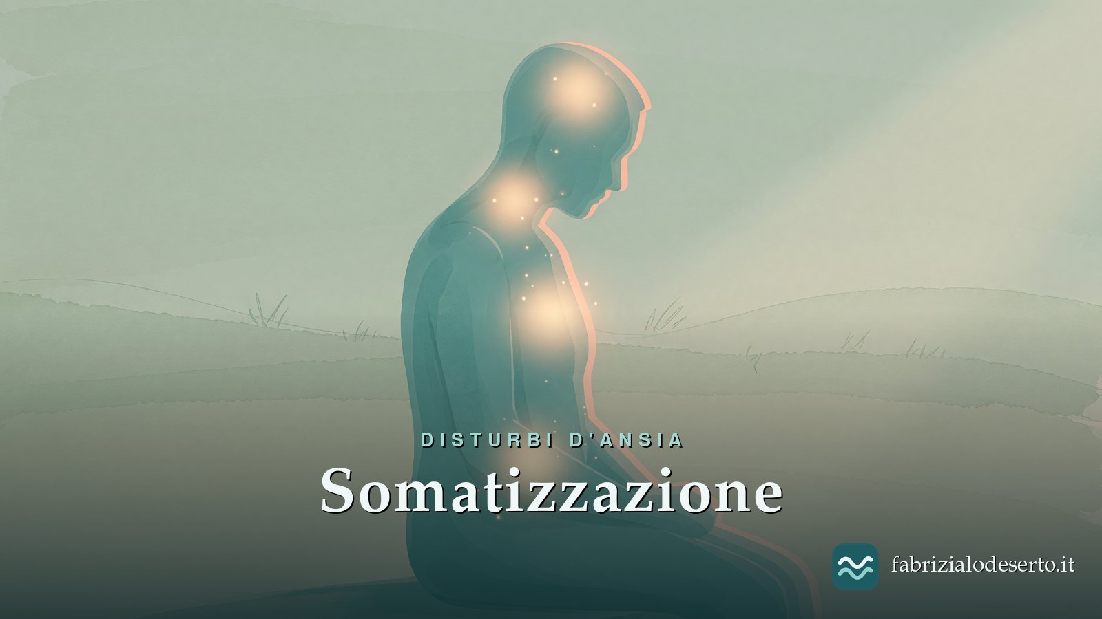 Sagoma di una persona con aree luminose sul corpo che rappresentano la somatizzazione dell'ansia