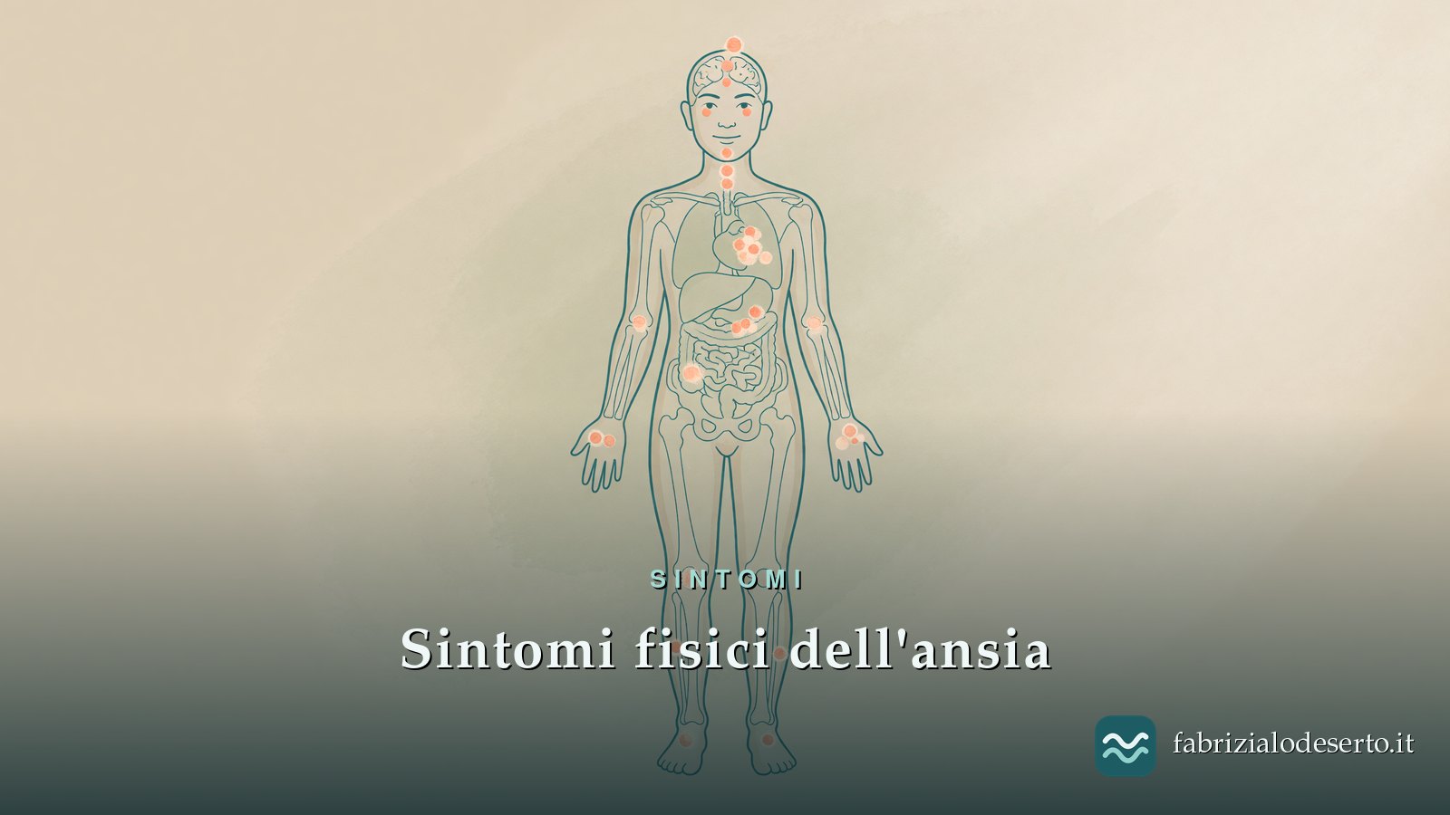 Mappa del corpo umano con i sintomi fisici dell'ansia dalla testa ai piedi