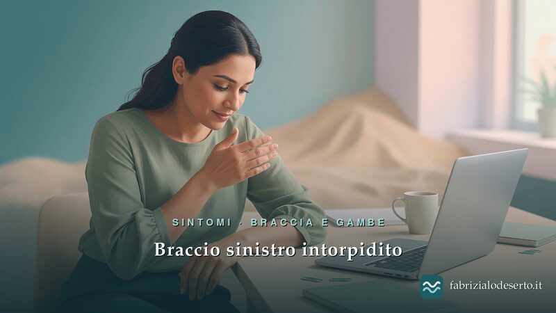 Donna che si tocca l'avambraccio: braccio sinistro intorpidito durante un momento di ansia