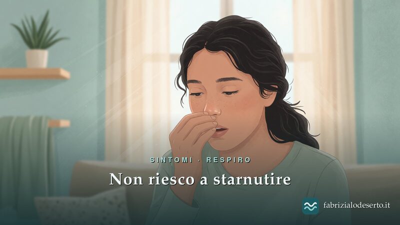 Donna che non riesce a starnutire e porta la mano al naso: non riuscire a starnutire quando si è in ansia