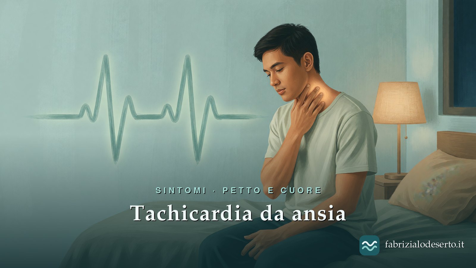 Ragazzo che controlla il polso al collo durante la tachicardia da ansia